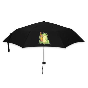 Frosch Flasche Bier - Regenschirm (klein) - Schwarz - Vorne