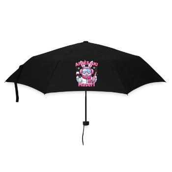 Après-Ski Haserl – Lustiger Winter Hase mit Wein - Regenschirm (klein) - Schwarz - Vorne