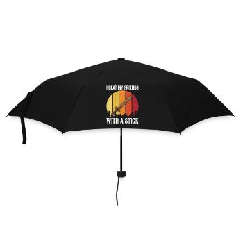 I Beat My Friends With A Stick – Retro Design - Umbrella (small) - black - Front