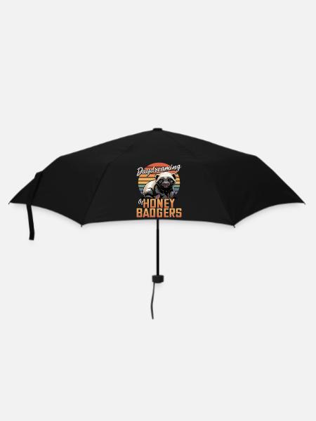 Funny Honey Badger - Regenschirm (klein) - Schwarz
