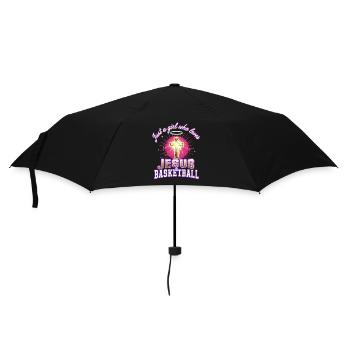 Jesus und Basketball Mädchen-Design - Regenschirm (klein) - Schwarz - Vorne