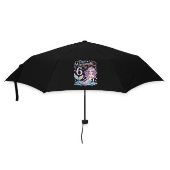 This Mermaid Is 6 Girls 6th Birthday - Umbrella (small) - black - Front