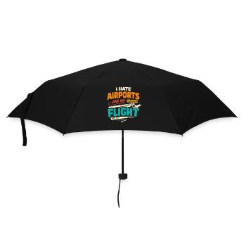 Travel anxiety humor, airport chaos, flying is - Umbrella (small) - black - Front