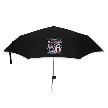 This Mermaid Is 6 Girls 6th Birthday - Umbrella (small) - black - Front