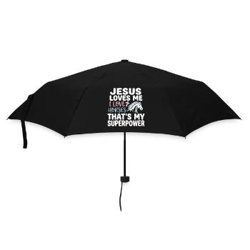 Jesus loves me, I love horses - Umbrella (small) - black - Front