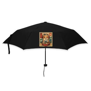 Ramen Corgi Gaming Anime Japanese Noodle Bowl - Umbrella (small) - black - Front