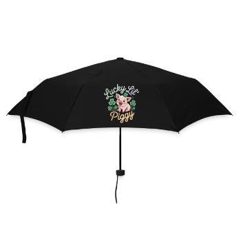 Glücksschwein Shirt – St Patricks Day Outfit - Regenschirm (klein) - Schwarz - Vorne