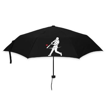 Baseball Batter Silhouette Heart - Umbrella (small) - black - Front