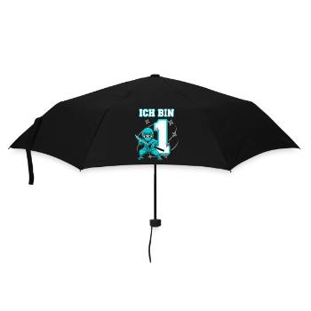 I'm 1 Ninja 1st Birthday Turquoise - Umbrella (small) - black - Front