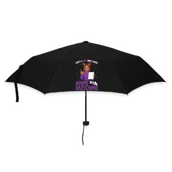 Nur Ein Mädchen, Das Anime Liebt Und Afro Zeichnet - Regenschirm (klein) - Schwarz - Vorne