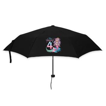 Mermaid 4th Birthday 4 Years - Umbrella (small) - black - Front