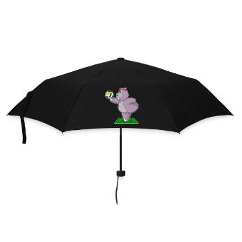 hippopotamus volleyball player volleyball sport - Umbrella (small) - black - Front