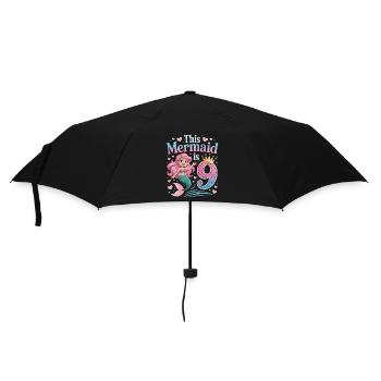 Mermaid 9th Birthday 9 Years - Umbrella (small) - black - Front