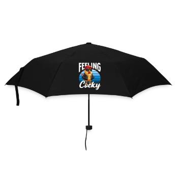 Feeling Cocky Lustiges Hahn Wortspiel - Regenschirm (klein) - Schwarz - Vorne