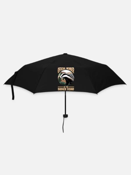 Funny Animal Badger - Regenschirm (klein) - Schwarz