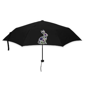 Hase Silhouette Blumen - Regenschirm (klein) - Schwarz - Vorne