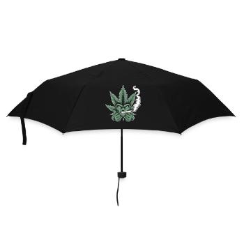 Weed Shirt – Cannabis Blatt Gesicht Kiffer - Regenschirm (klein) - Schwarz - Vorne