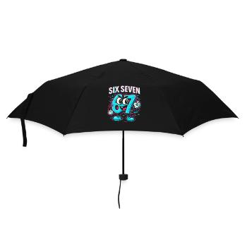 Six Seven 67 Meme Glitch Mascot Italian Brainrot - Umbrella (small) - black - Front