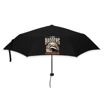 Funny Animal Badger - Umbrella (small) - black - Front