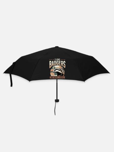 Funny Animal Badger - Regenschirm (klein) - Schwarz