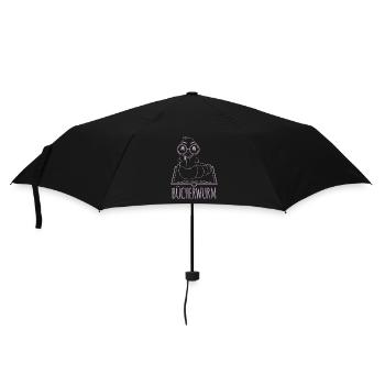 Bücherwurm Silhouette Minimalistisch Nerd - Regenschirm (klein) - Schwarz - Vorne