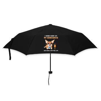 Ich arbeite hart für mein Chihuahua-Tee - Regenschirm (klein) - Schwarz - Vorne