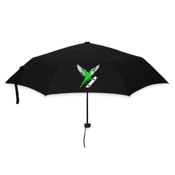 Grüner Skateparrot Cartoon - Regenschirm (klein) - Schwarz - Vorne