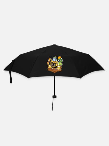 2 Bagger 2. Geburtstag - Regenschirm (klein) - Schwarz