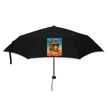 Singe à lunettes de soleil en motif rétro wave - Parapluie standard - noir - Devant