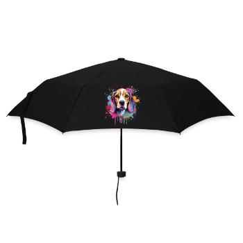 Beagle Color Splash Art Portrait - Umbrella (small) - black - Front