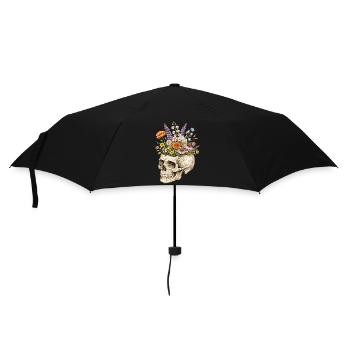 Skelett Blume Natur Floral Gothic Fairycore - Regenschirm (klein) - Schwarz - Vorne