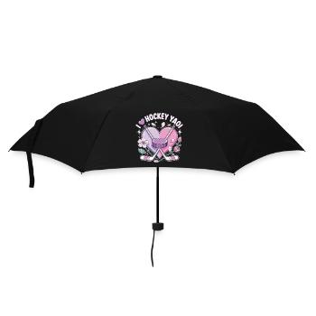 Pastellherz Hockey-Liebe - Regenschirm (klein) - Schwarz - Vorne