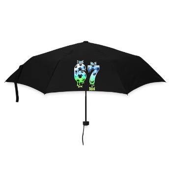 7. Geburtstag Fußballshirt Ich war 6 Jetzt bin ich 7 Jahre - Regenschirm (klein) - Schwarz - Vorne