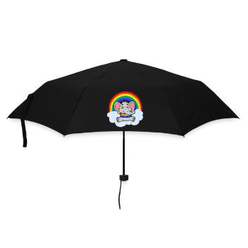 Bunte Baby Elefant Regenbogen Wolke - Regenschirm (klein) - Schwarz - Vorne