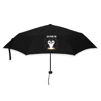 Ich bin 10 - Süßes Pinguin zum 10. Geburtstag - Regenschirm (klein) - Schwarz - Vorne