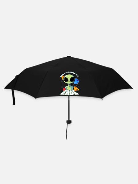 Hallo Bewohner der Erde Alien - Regenschirm (klein) - Schwarz