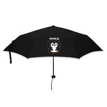 Ich bin 4 - Süßes Pinguin zum 4. Geburtstag - Regenschirm (klein) - Schwarz - Vorne