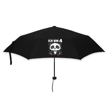 Ich bin 4 - Süßes Panda zum 4. Geburtstag - Regenschirm (klein) - Schwarz - Vorne