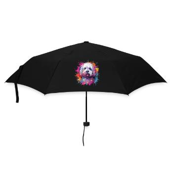 Chien coloré d’art éclaboussé Bichon Fris - Parapluie standard - noir - Devant