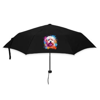 Colorful Dog Splash Art Bichon Fris - Umbrella (small) - black - Front