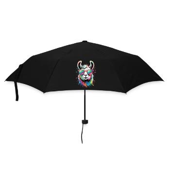 Colorful Llama Watercolor Splash - Umbrella (small) - black - Front