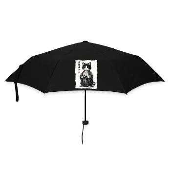 Samurai Cat Japanese Ukiyoe Warrior Kawaii - Umbrella (small) - black - Front