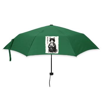 Samurai Cat Japanese Ukiyoe Warrior Kawaii - Umbrella (small) - bottlegreen - Front