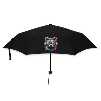 Colorful Raccoon Watercolor Splash - Umbrella (small) - black - Front
