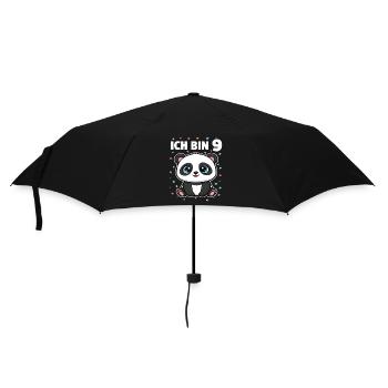 Ich bin 9 - Süßes Panda zum 9. Geburtstag - Regenschirm (klein) - Schwarz - Vorne