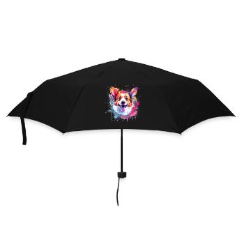 Art éclaboussant coloré de chien en corgi gallois de Pembroke - Parapluie standard - noir - Devant