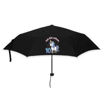 10. Geburtstag Einhorn Mädchen Ich bin schon 10 - Regenschirm (klein) - Schwarz - Vorne