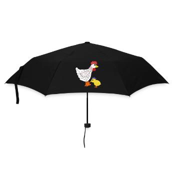 Farbiges Huhn mit Küken Ostern Kinder - Regenschirm (klein) - Schwarz - Vorne