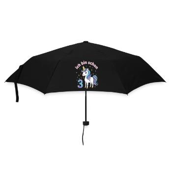 3. Geburtstag Einhorn Mädchen Ich bin schon 3 - Regenschirm (klein) - Schwarz - Vorne