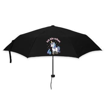 4. Geburtstag Einhorn Mädchen Ich bin schon 4 - Regenschirm (klein) - Schwarz - Vorne